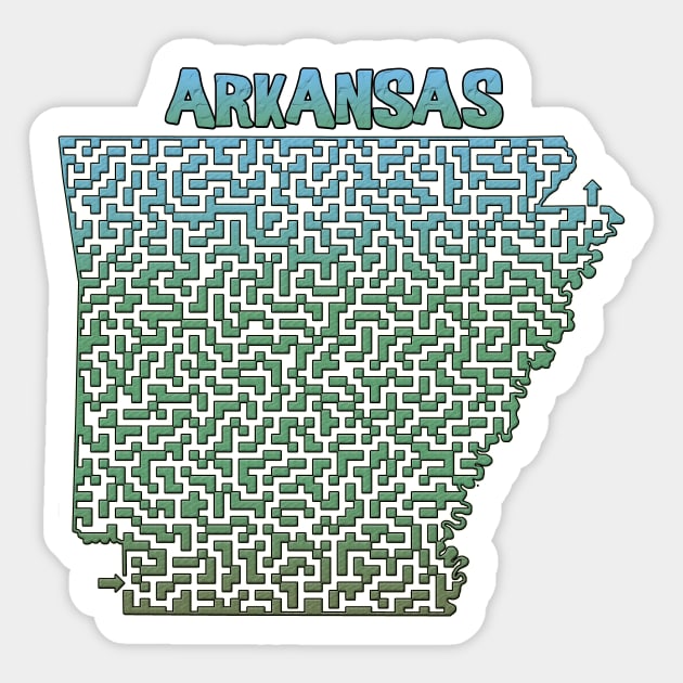 Arkansas State Outline Colorful Maze & Labyrinth Sticker by gorff